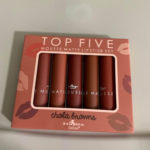 italia deluxe Other - talia Deluxe Top Five Mousse Matte Lipstick Set in shade: CHOLA BROWNS